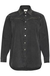 Sort denimskjorte med nittedetaljer