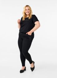 Sort plussize stræk buks med print