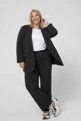 Stribet jakkesæt, plussize, stilfuldt