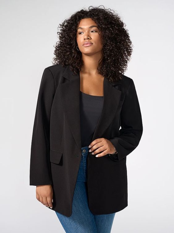 Elegant sort blazer i plusstørrelse