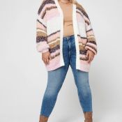 Farverig strikcardigan, plussize