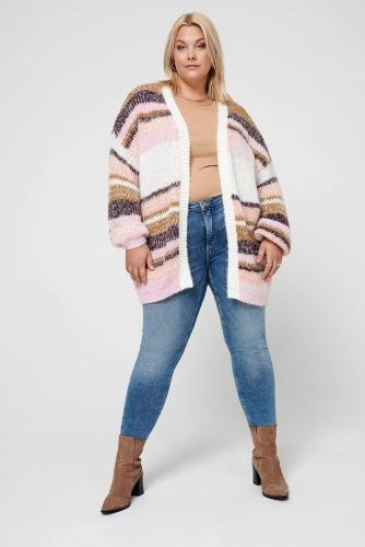 Farverig strikcardigan, plussize