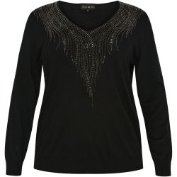 Elegant sort sweater m. glimtende detaljer