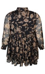 Plussize blomstret plisseret kjole