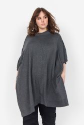 Grå oversize poncho i blødt materiale
