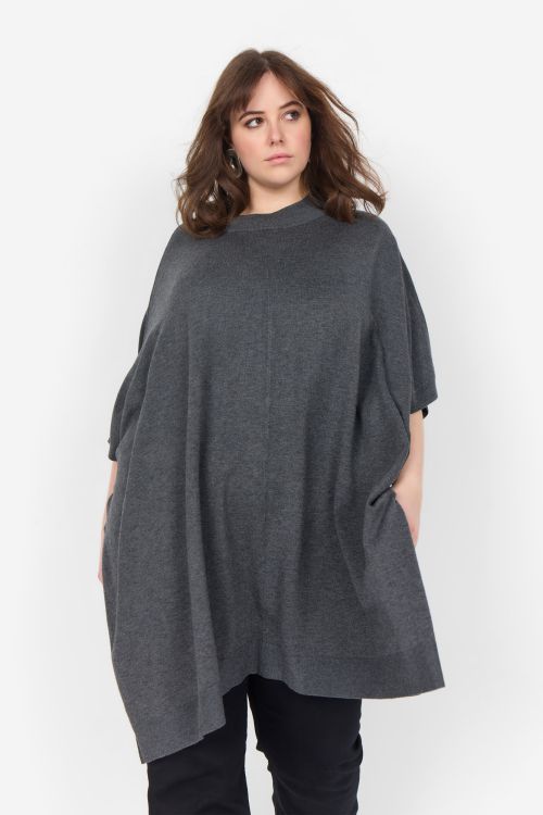 Grå oversize poncho i blødt materiale