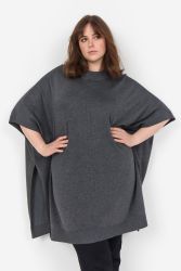 Grå poncho i plusstørrelse, moderne stil
