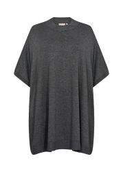 Mørkegrå, oversize strikbluse, korte ærmer.