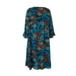Blå mønstret plussize kjole