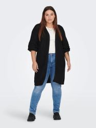 Sort strikcardigan i plussize