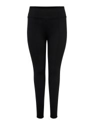 Sorte plussize leggings i stretch materiale, højtaljede og uden synlige syninger.