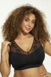 Sort blondeforsynet bralette med V-udskæring