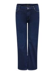 Plussize blå denim jeans i fuld længde med klassisk design og fem lommer.