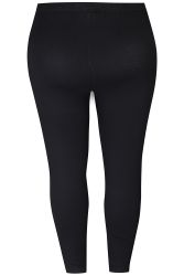 Sorte plussize leggings med elastik i taljen, velegnet til hverdagsbrug og komfortable i store størrelser.