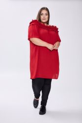 Feminin kjole med dobbelt flæsekant fra OX