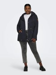 CarlOrca canvas parka jakke med lynlås og knapper set forfra.
