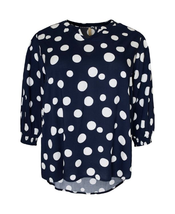 Stilfuld viskosebluse med rummelig pasform og elastiske ærmer.