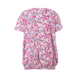 Camilla Bluse fra Studio – Pink Blomsterprint med Smock Elastik