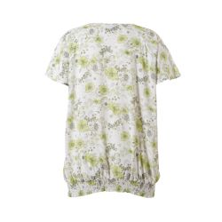 Camilla Bluse fra Studio – Hvid med Grønne Blomster
