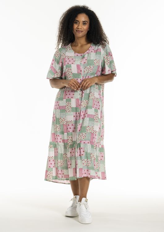 Nadine kjole fra Studio i rosa og grønne nuancer