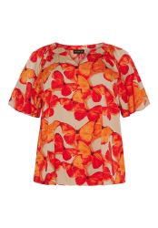 Bluse i skønne varme farver – perfekt til sommer