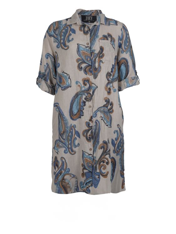 Zoey tunika i 100% hør med paisleyprint 