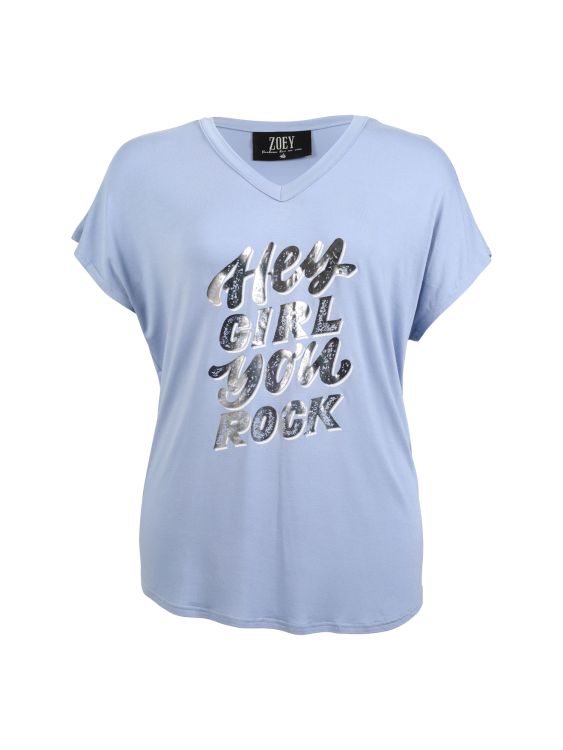T-shirt i blød viskose med metallisk print