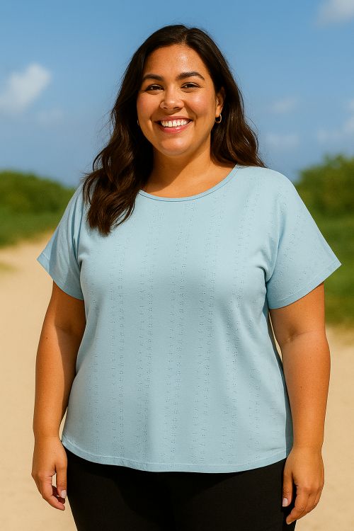 Blød lys blå T-Shirt i åndbart mesh