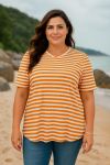 Sød plussize T-Shirt fra Cassiopeia i orange kombi