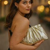 Taske Light Gold Metallic i lammeskind