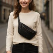 Klassisk moderne Bumbag i sort skind