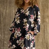 Zhenzi viskose tunika med blomsterprint