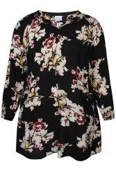 Elegant blomsterprint tunika i 100% viskose