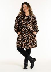 Plus size tunika med smocket V-hals