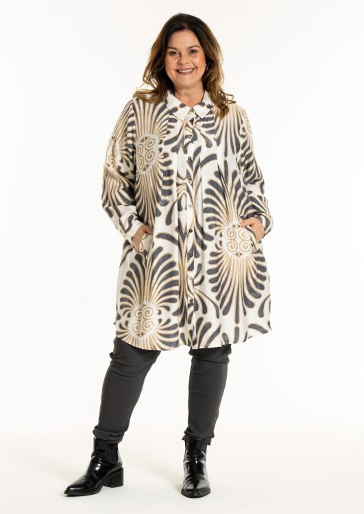 Plus size tunika med A-formet pasform og krave