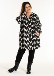 Plus size tunika med kinakrave og V-hals