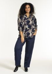 Studio bluse med smock ved hals og manchetter