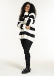 Noralise Sweater – blød strik med brede sorte og hvide striber
