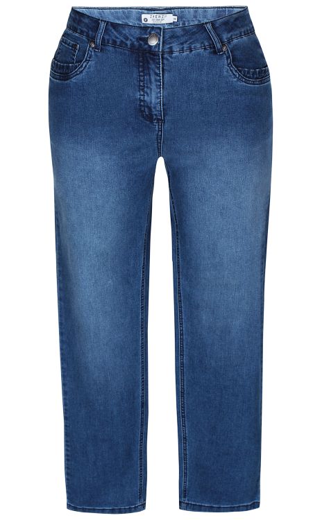 Plus size jeans fra Zhenzi med stretch og curve shaping fit i blå denim