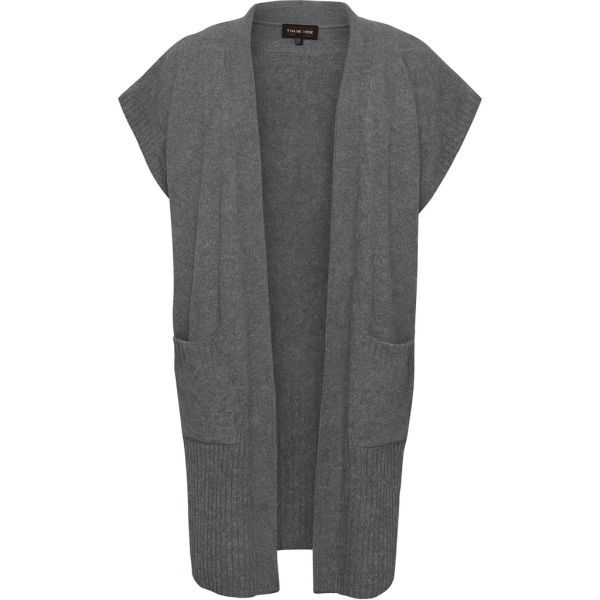 Grå Melange Lang Waistcoat i Strik fra NO. 1 by OX