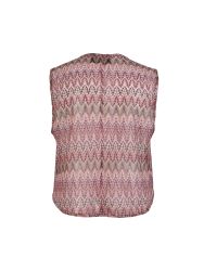 Farverig Zoey vest med zigzag-mønster, V-hals og bindebånd. Perfekt til lag-på-lag styling over bluser, kjoler og T-shirts