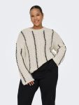 Cartessa striktrøje fra Only Carmakoma i offwhite med sorte detaljer