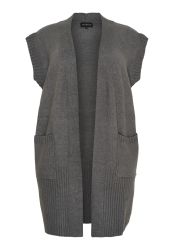 Grå Melange Lang Waistcoat i Strik fra NO. 1 by OX