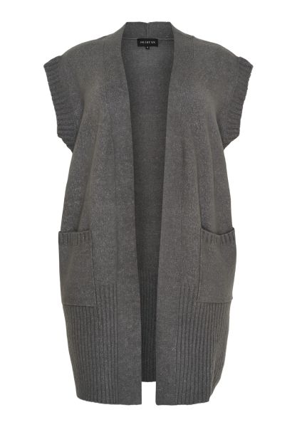 Grå Melange Lang Waistcoat i Strik fra NO. 1 by OX