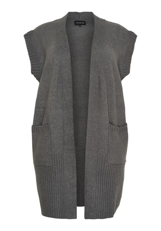 Grå Melange Lang Waistcoat i Strik fra NO. 1 by OX