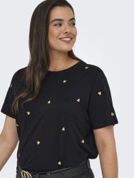 Only Carmakoma: feminin T-shirt med diskret hjerteprint