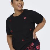 CarKita T-shirt med læbeprint i blød bomuldsjersey