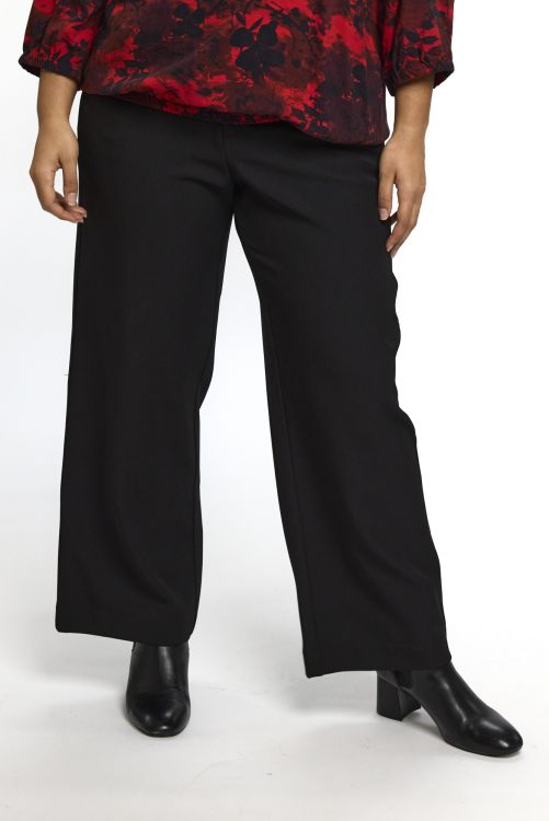 Studio bukser i sort med elastik og klassisk snit