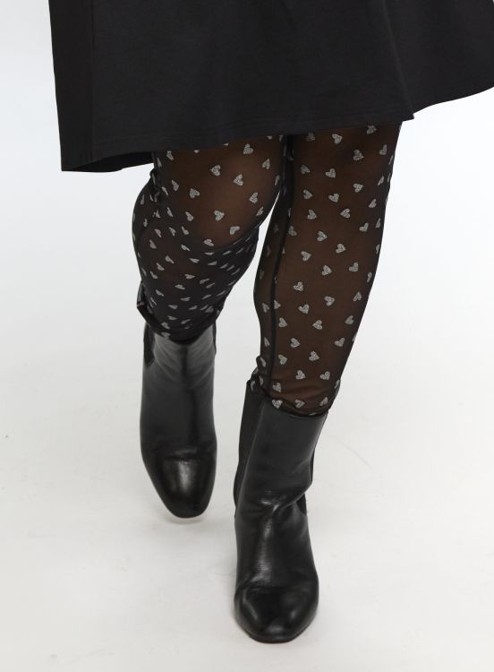 Festlige sorte leggings med hjerteprint fra Studio