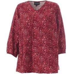 Studio plus size bluse med V-hals og trekvartærmer